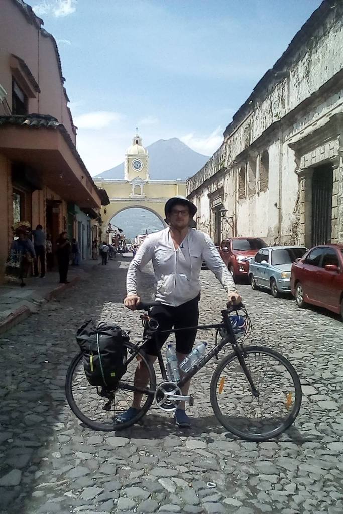 Cyclist in Antigua Guatemala