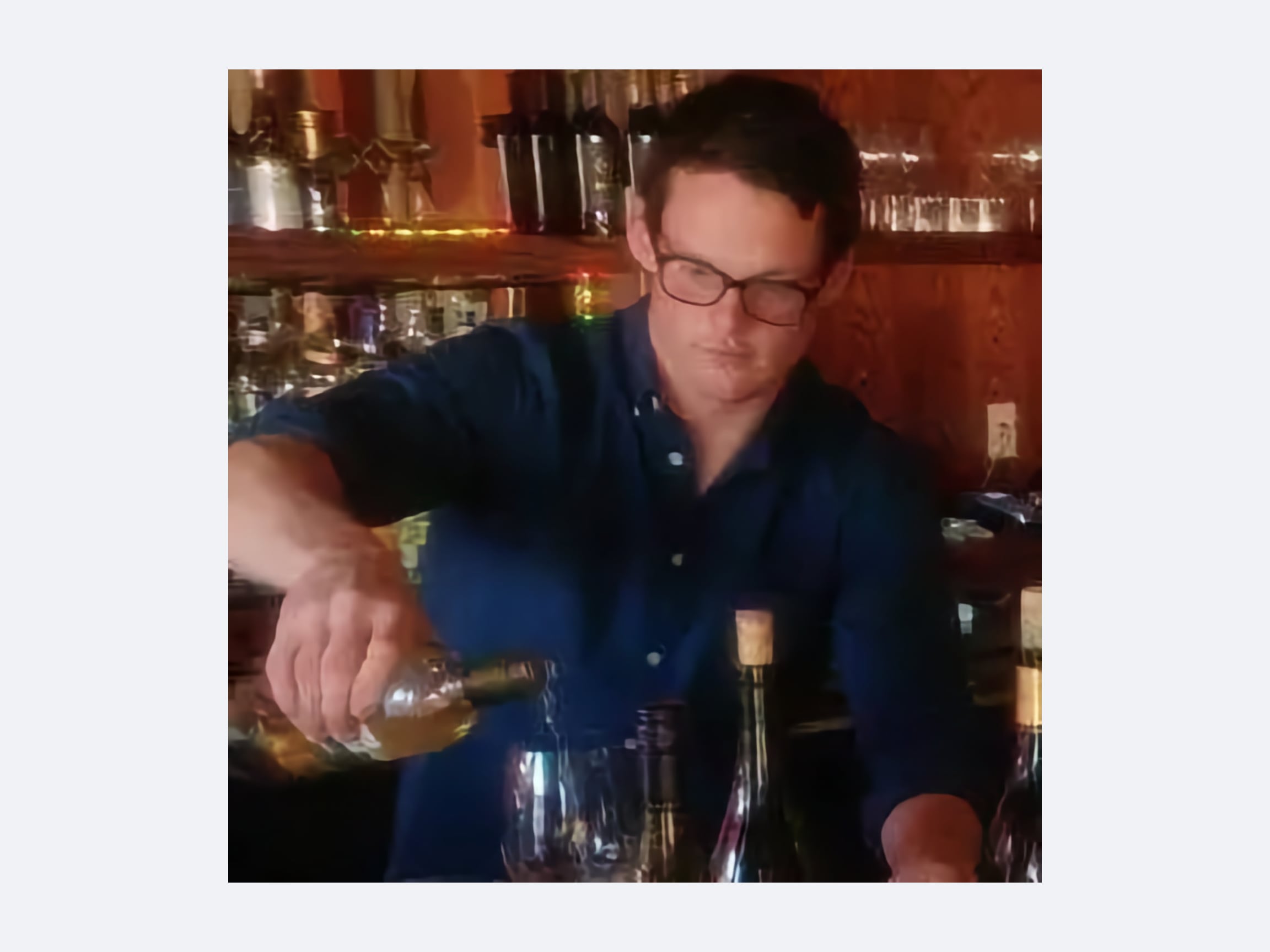 Loren bartending
