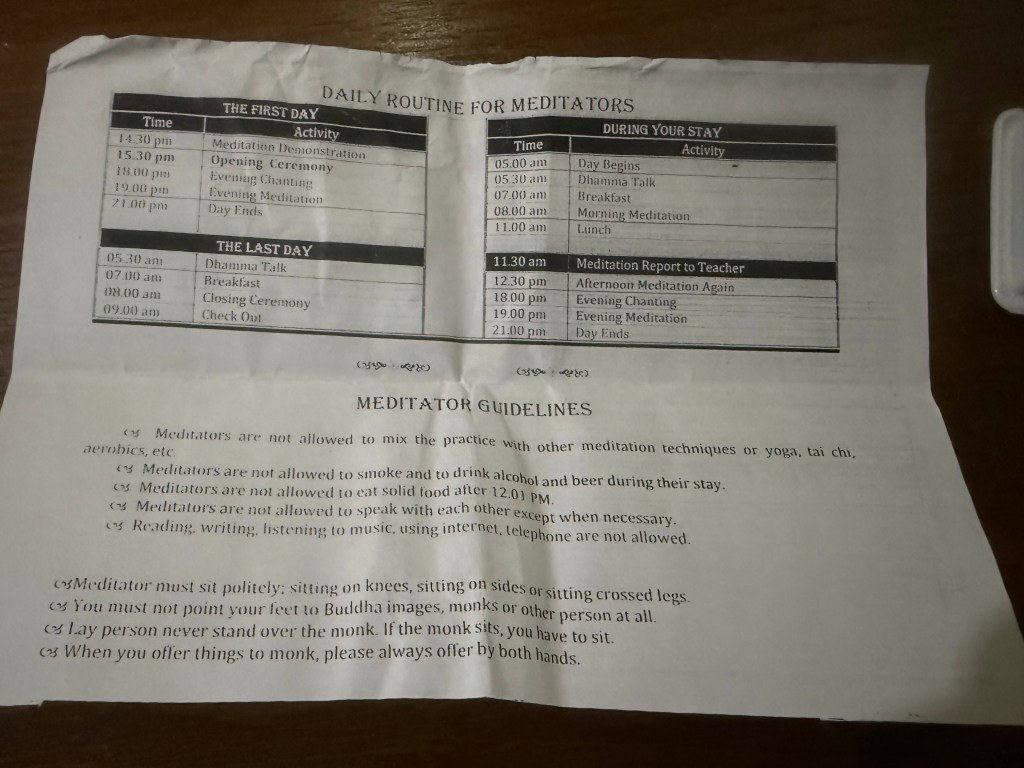Daily Schedule - International Buddhist Centre Wat Phra That Doi Suthep - Vipassana Retreat