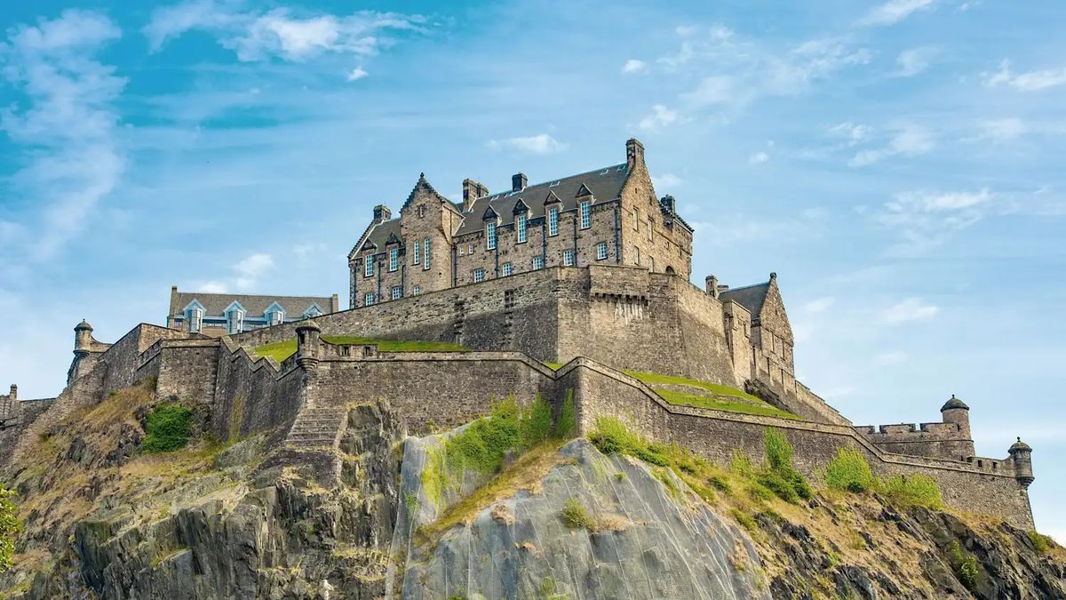 Edinburgh Castle above the Old Town, seen from Princes Street Gardens